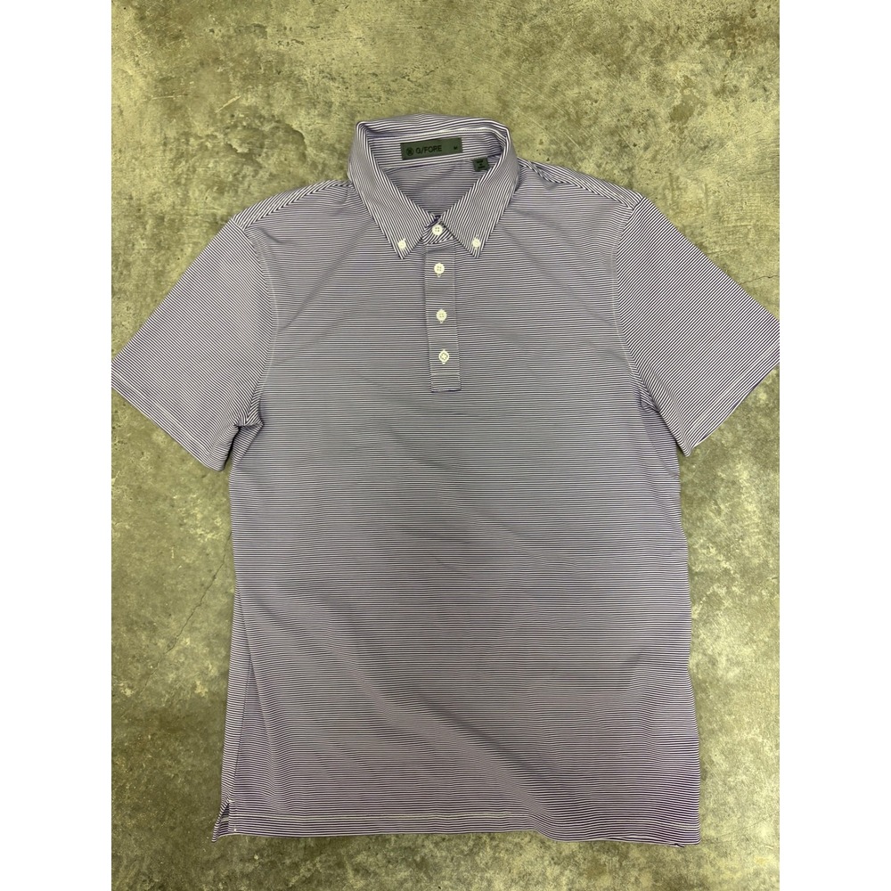 G/FORE Mens Striped‎ Golf Polo Shirt Button Down Purple White